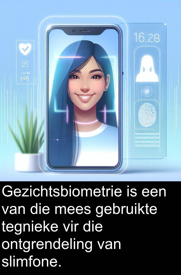 gebruikte: Gezichtsbiometrie is een van die mees gebruikte tegnieke vir die ontgrendeling van slimfone.