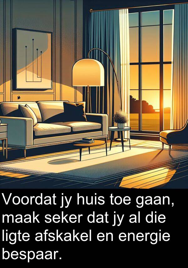 energie: Voordat jy huis toe gaan, maak seker dat jy al die ligte afskakel en energie bespaar.