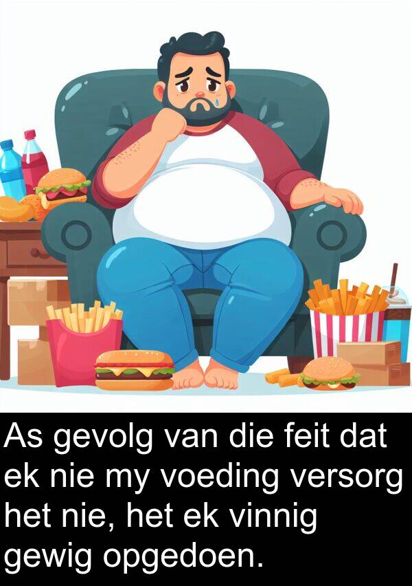 feit: As gevolg van die feit dat ek nie my voeding versorg het nie, het ek vinnig gewig opgedoen.
