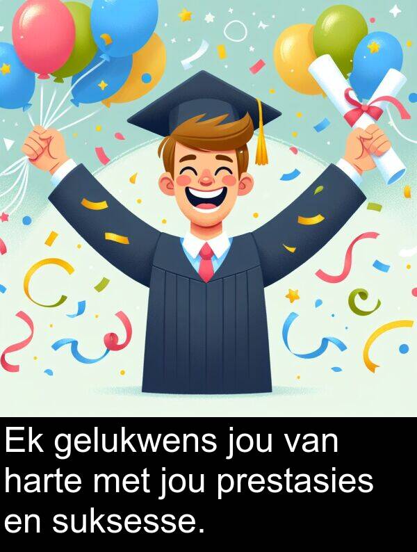 harte: Ek gelukwens jou van harte met jou prestasies en suksesse.