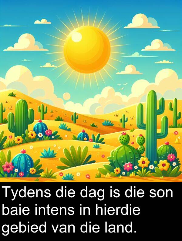 gebied: Tydens die dag is die son baie intens in hierdie gebied van die land.