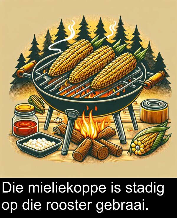 rooster: Die mieliekoppe is stadig op die rooster gebraai.