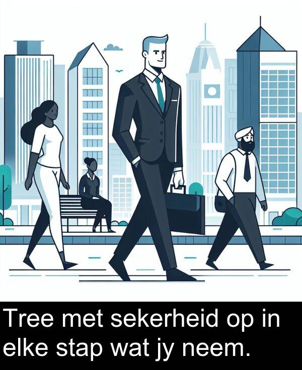 wat: Tree met sekerheid op in elke stap wat jy neem.