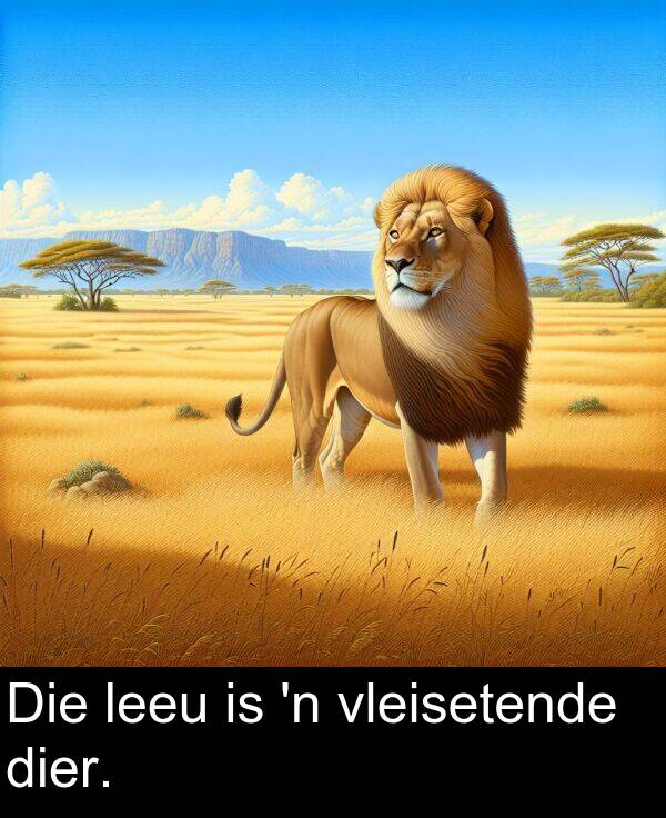 leeu: Die leeu is 'n vleisetende dier.