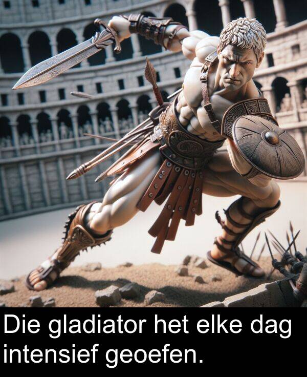 dag: Die gladiator het elke dag intensief geoefen.