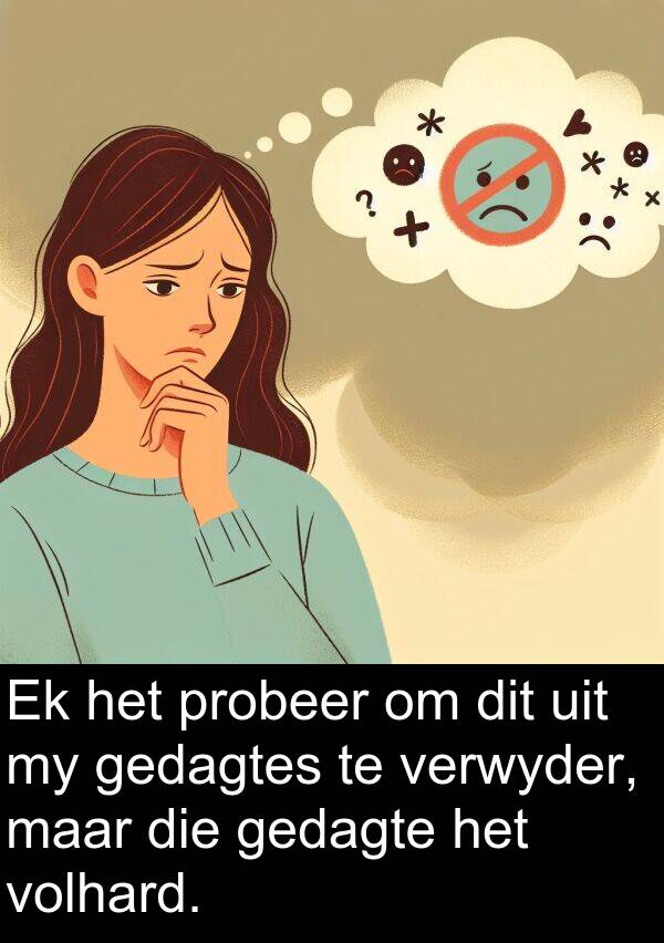 gedagtes: Ek het probeer om dit uit my gedagtes te verwyder, maar die gedagte het volhard.