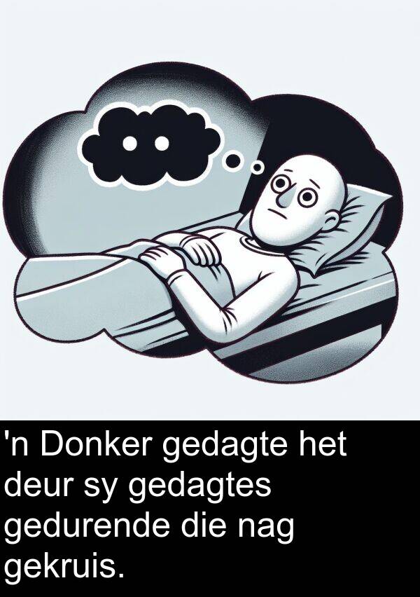 gedagtes: 'n Donker gedagte het deur sy gedagtes gedurende die nag gekruis.