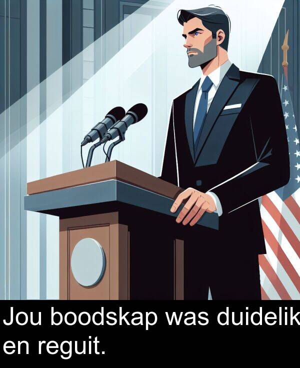 duidelik: Jou boodskap was duidelik en reguit.