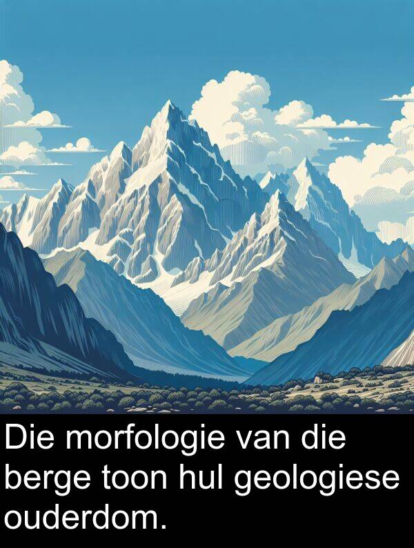 toon: Die morfologie van die berge toon hul geologiese ouderdom.