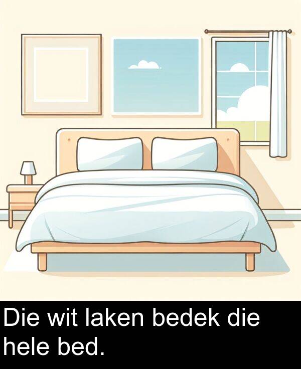 hele: Die wit laken bedek die hele bed.