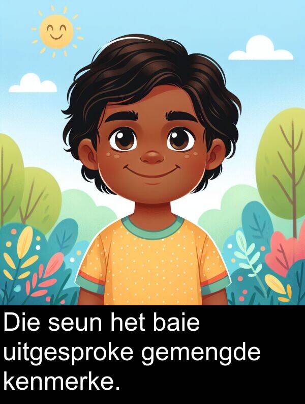 seun: Die seun het baie uitgesproke gemengde kenmerke.