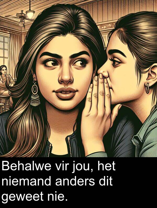 nie: Behalwe vir jou, het niemand anders dit geweet nie.