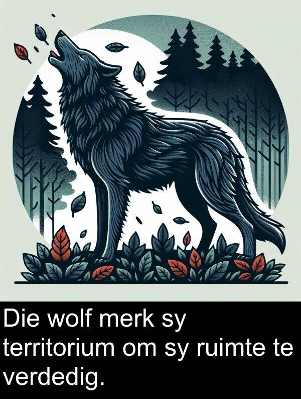 ruimte: Die wolf merk sy territorium om sy ruimte te verdedig.