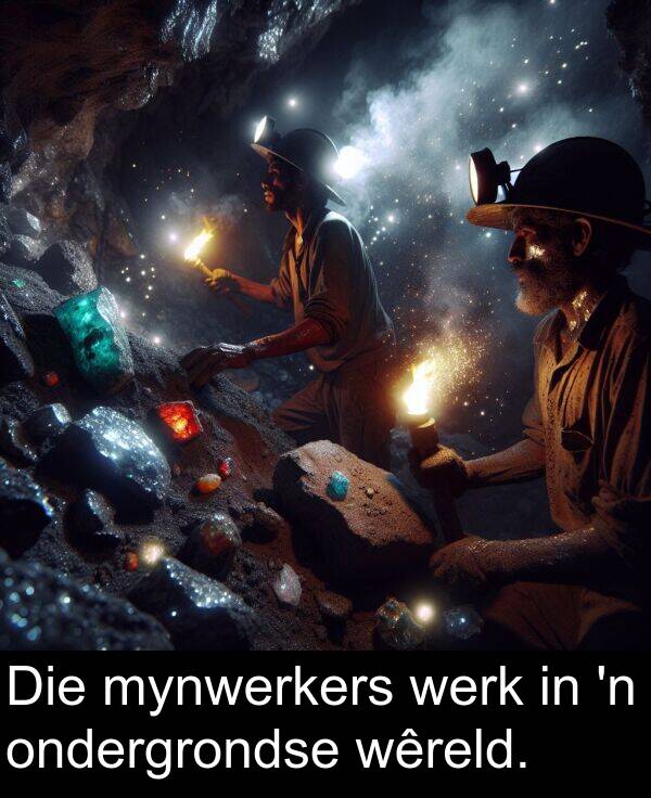 wêreld: Die mynwerkers werk in 'n ondergrondse wêreld.