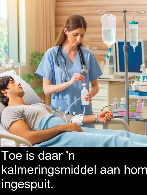 hom: Toe is daar 'n kalmeringsmiddel aan hom ingespuit.