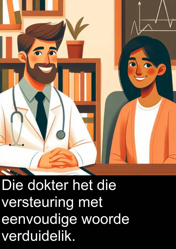 eenvoudige: Die dokter het die versteuring met eenvoudige woorde verduidelik.