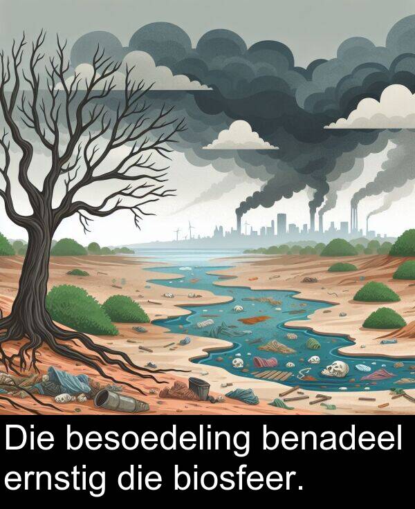 ernstig: Die besoedeling benadeel ernstig die biosfeer.