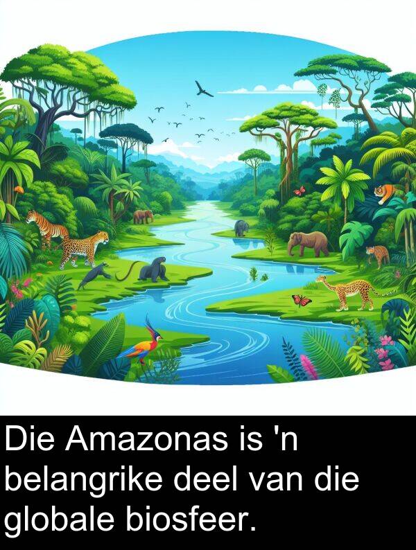 deel: Die Amazonas is 'n belangrike deel van die globale biosfeer.