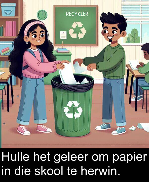 herwin: Hulle het geleer om papier in die skool te herwin.