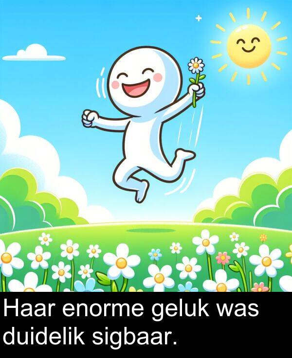 duidelik: Haar enorme geluk was duidelik sigbaar.