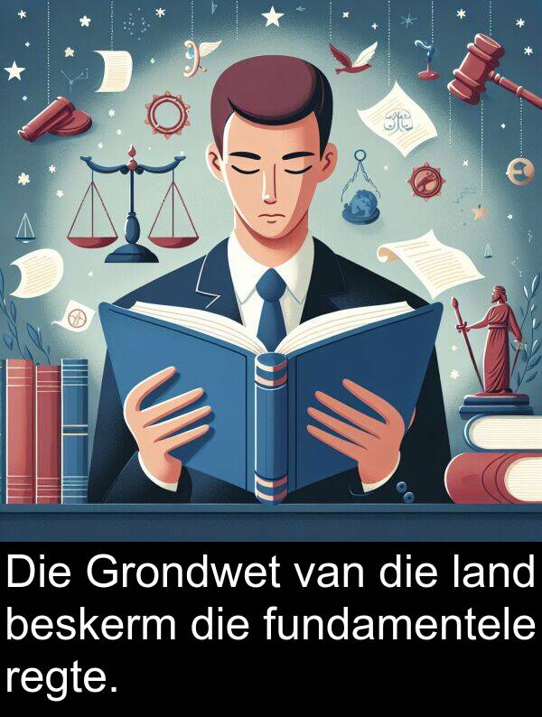 beskerm: Die Grondwet van die land beskerm die fundamentele regte.