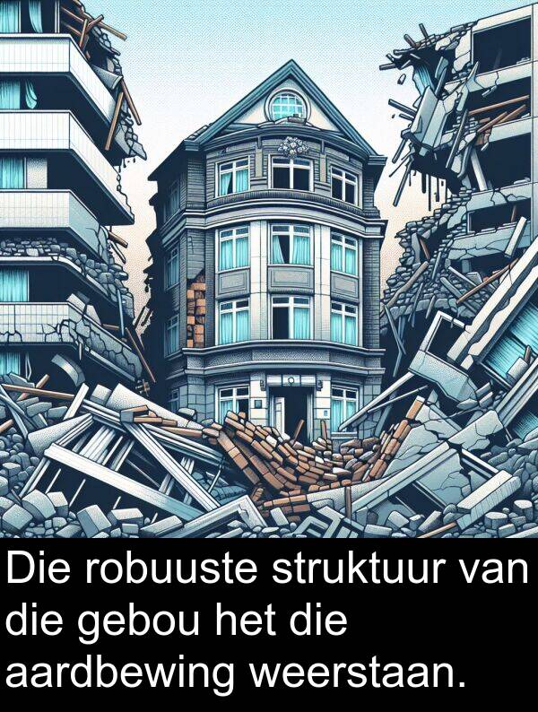 aardbewing: Die robuuste struktuur van die gebou het die aardbewing weerstaan.