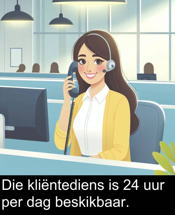 uur: Die kliëntediens is 24 uur per dag beskikbaar.