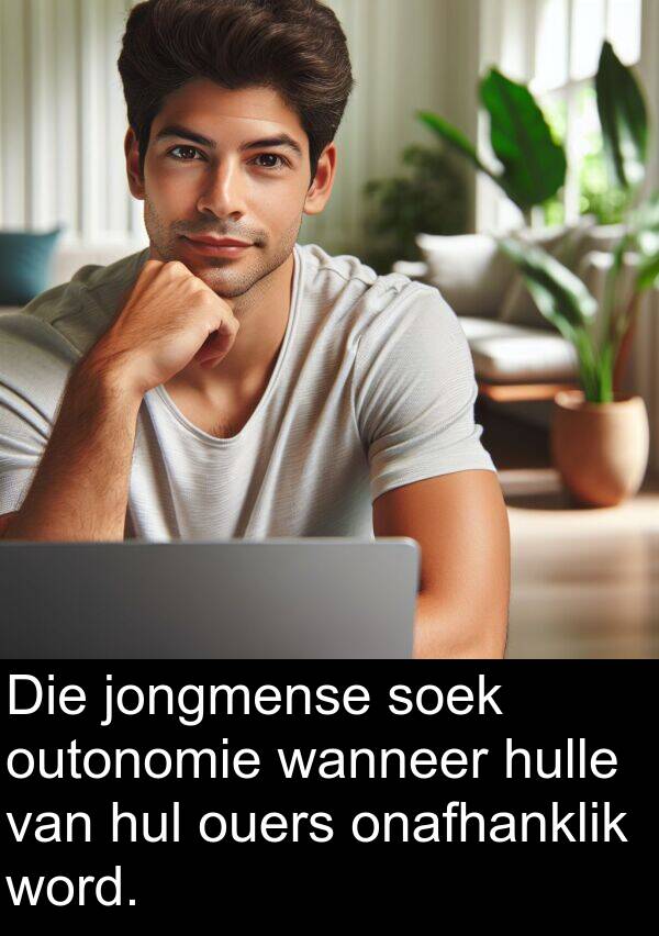onafhanklik: Die jongmense soek outonomie wanneer hulle van hul ouers onafhanklik word.