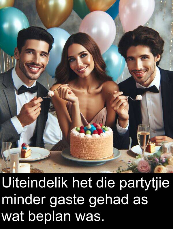 gaste: Uiteindelik het die partytjie minder gaste gehad as wat beplan was.