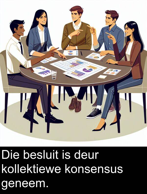 deur: Die besluit is deur kollektiewe konsensus geneem.