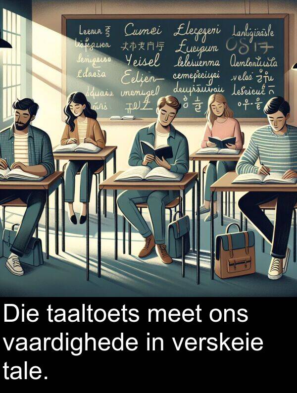 ons: Die taaltoets meet ons vaardighede in verskeie tale.