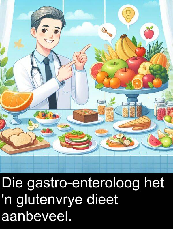 aanbeveel: Die gastro-enteroloog het 'n glutenvrye dieet aanbeveel.