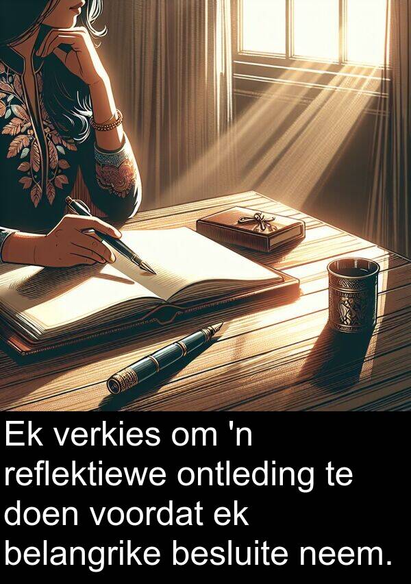reflektiewe: Ek verkies om 'n reflektiewe ontleding te doen voordat ek belangrike besluite neem.
