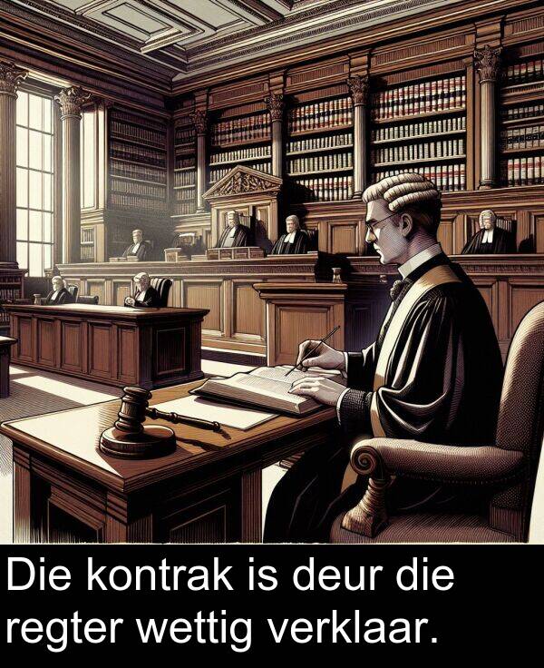 deur: Die kontrak is deur die regter wettig verklaar.
