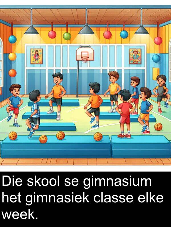 elke: Die skool se gimnasium het gimnasiek classe elke week.