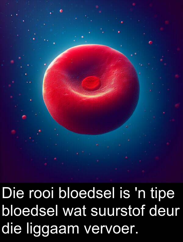 rooi: Die rooi bloedsel is 'n tipe bloedsel wat suurstof deur die liggaam vervoer.
