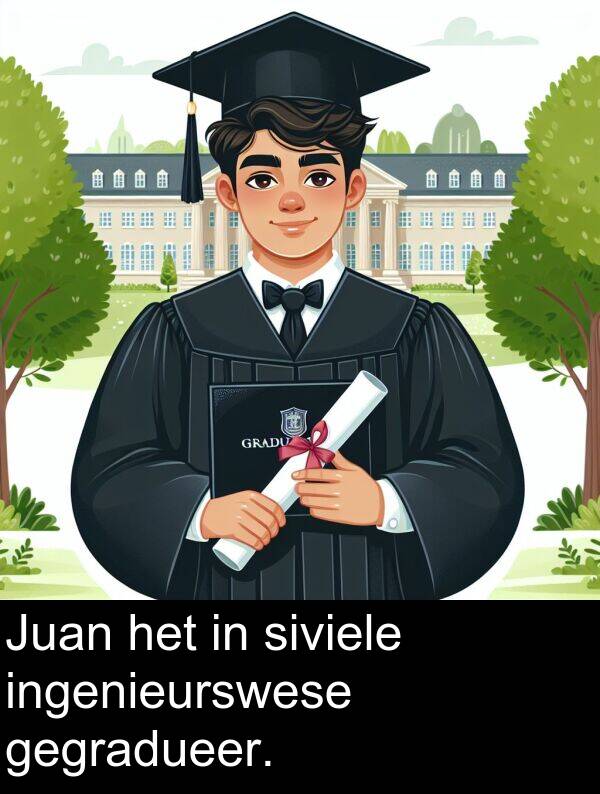 ingenieurswese: Juan het in siviele ingenieurswese gegradueer.