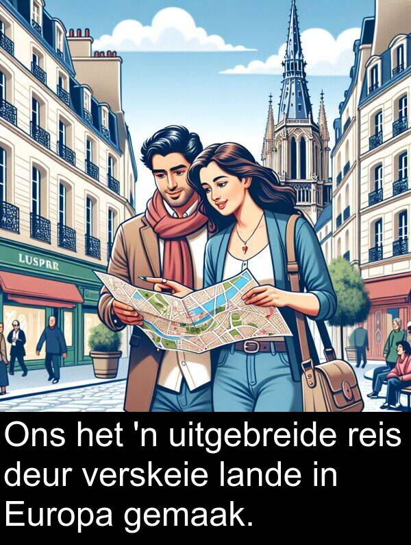 lande: Ons het 'n uitgebreide reis deur verskeie lande in Europa gemaak.