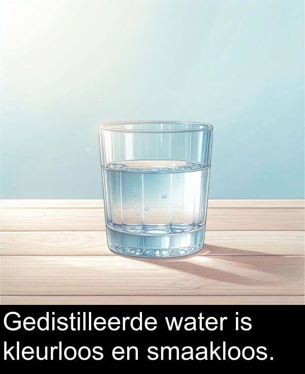 water: Gedistilleerde water is kleurloos en smaakloos.