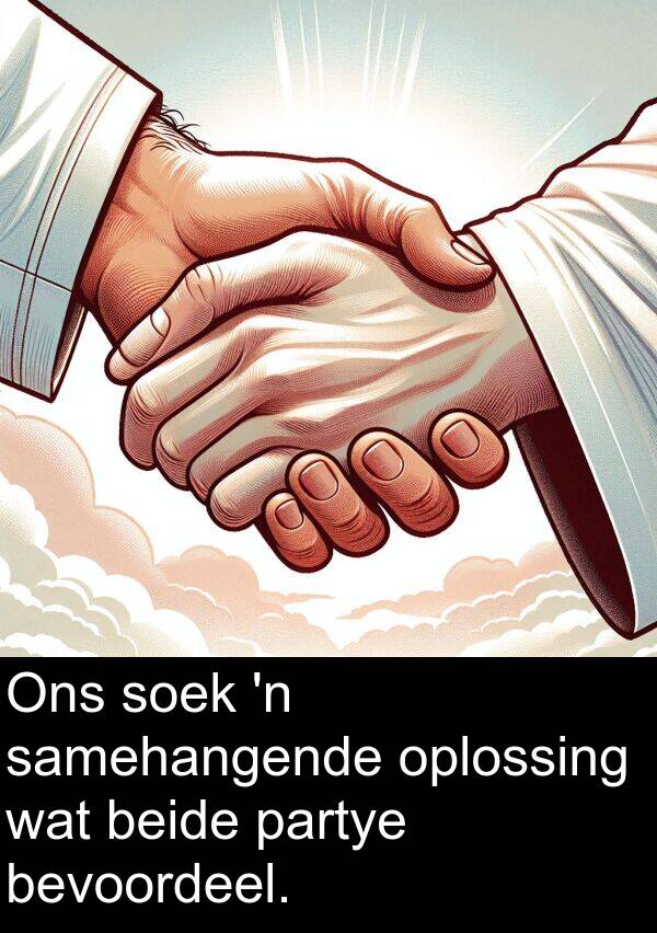 partye: Ons soek 'n samehangende oplossing wat beide partye bevoordeel.