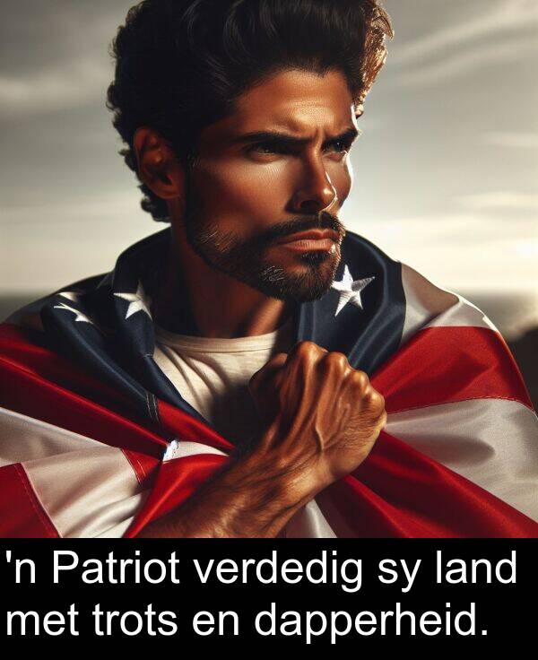 dapperheid: 'n Patriot verdedig sy land met trots en dapperheid.