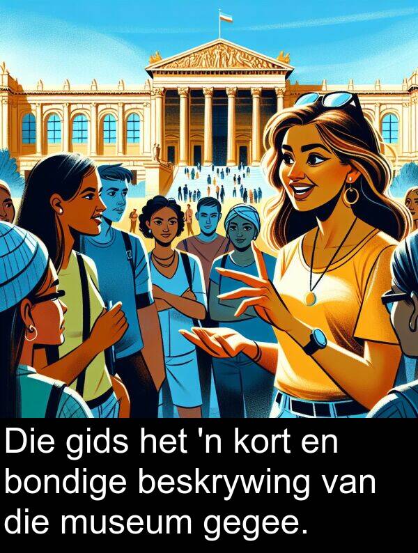 gegee: Die gids het 'n kort en bondige beskrywing van die museum gegee.