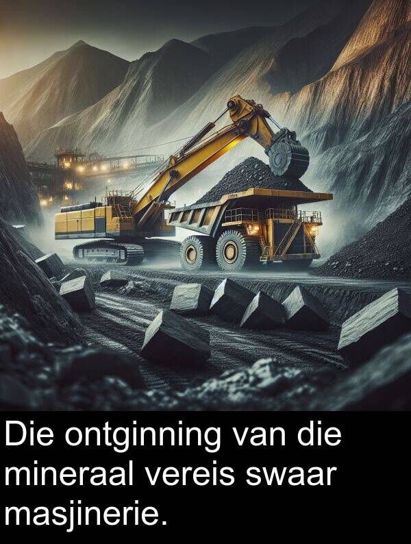 mineraal: Die ontginning van die mineraal vereis swaar masjinerie.