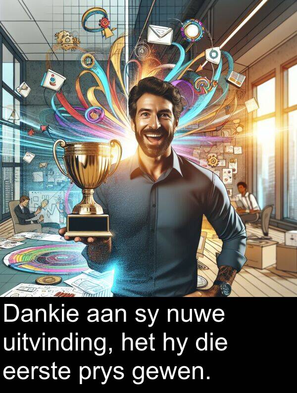 uitvinding: Dankie aan sy nuwe uitvinding, het hy die eerste prys gewen.