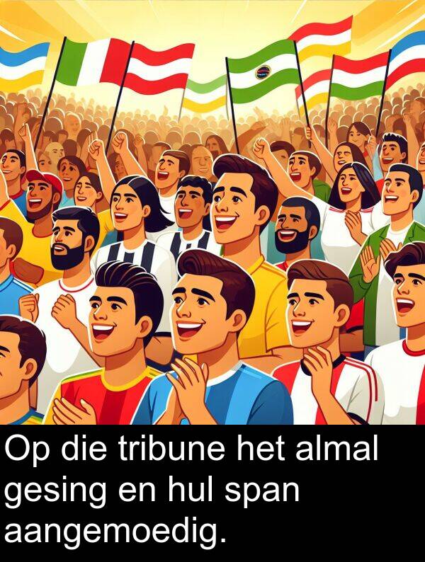 almal: Op die tribune het almal gesing en hul span aangemoedig.