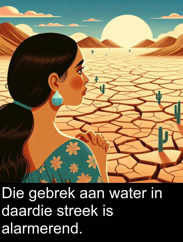 gebrek: Die gebrek aan water in daardie streek is alarmerend.