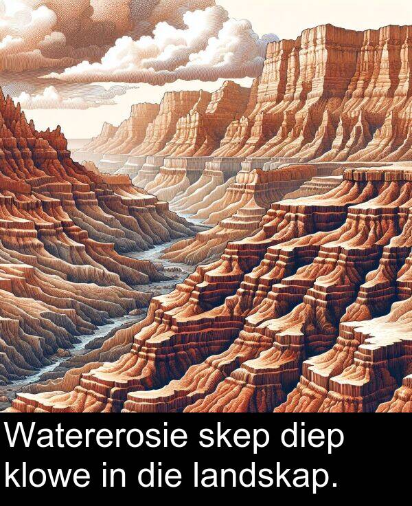 skep: Watererosie skep diep klowe in die landskap.