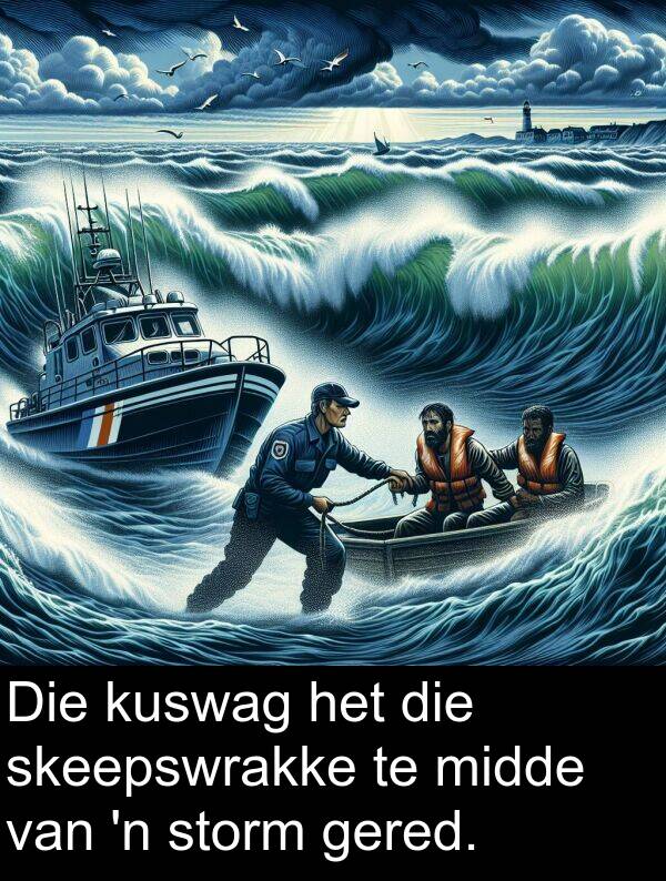 midde: Die kuswag het die skeepswrakke te midde van 'n storm gered.