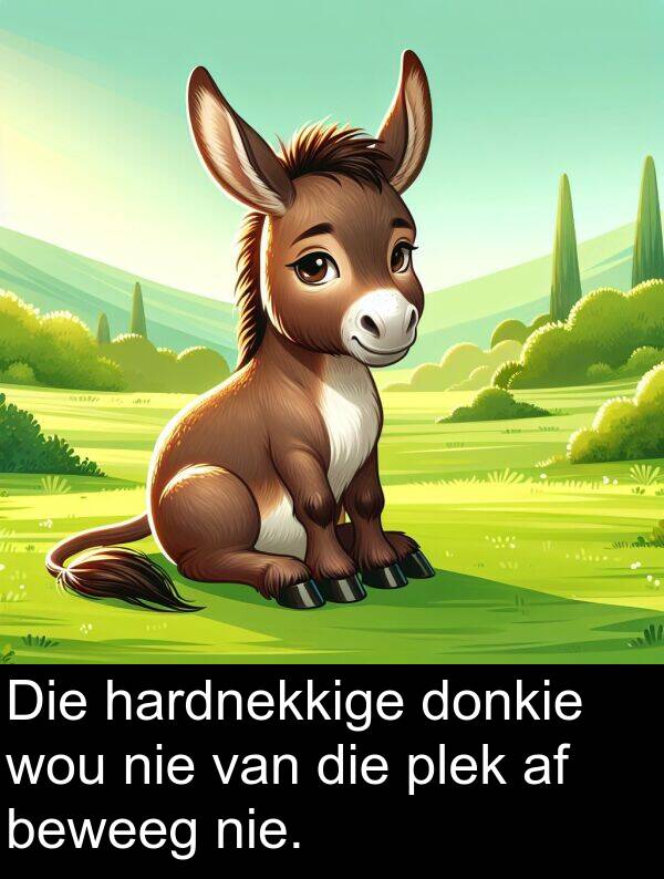 hardnekkige: Die hardnekkige donkie wou nie van die plek af beweeg nie.