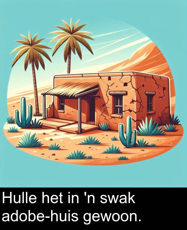swak: Hulle het in 'n swak adobe-huis gewoon.